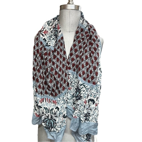 Loft Festival Floral and Blue Lightweight Scarf - Picture 4 of 8